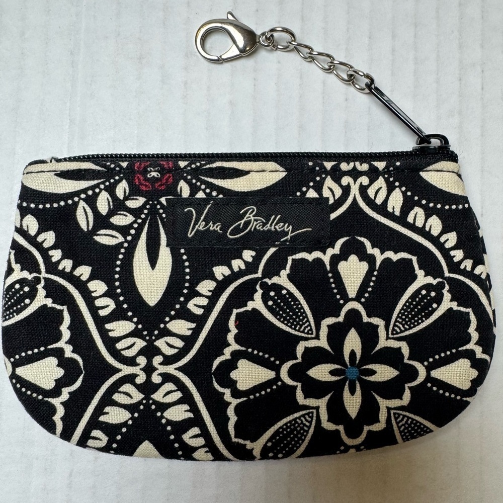 Vera Bradley Barcelona Pattern Zipper ID Key Ring Change Purse